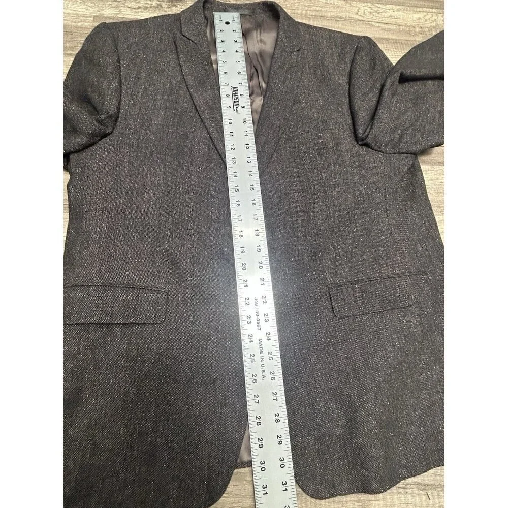 Calvin Klein Mens Sport Coat Blazer 46R Extreme Slim Fit Brown Wool Silk Blend
